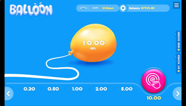 Balloon gameplay &mdash; globo de aire caliente subiendo con multiplicador visible